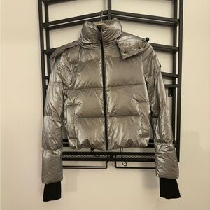 BCBGMaxAzria Metallic Gray Puffer Jacket